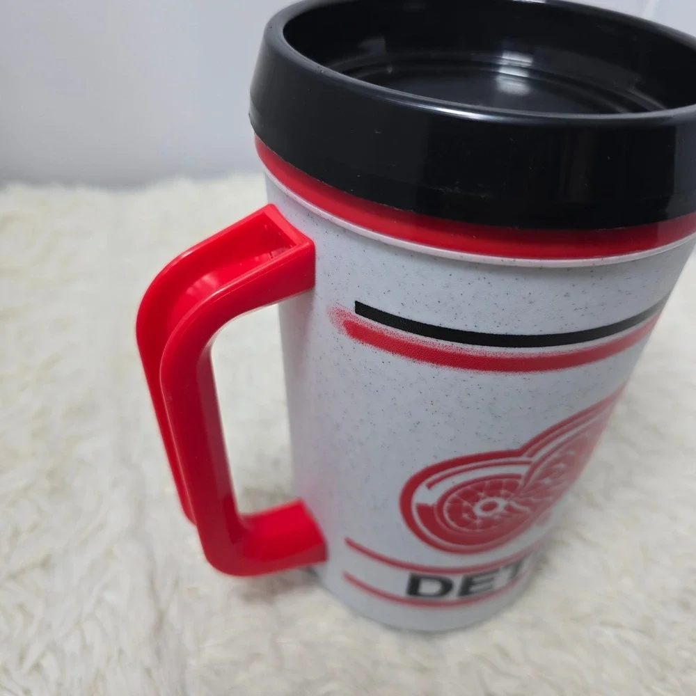Vintage‎ Aladdin Detroit Red Wings Travel Mug NHL White Red Insulated Tumbler
